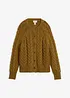 Flätmönstrad cardigan i bomull och ull, bonprix