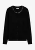 Finstickad cardigan med pärlkrage, bonprix