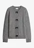 Finstickad cardigan med rosetter, bonprix