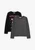 Långärmad T-shirt med ekologisk bomull och julmotiv (2-pack), bonprix