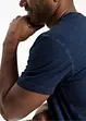 T-shirt i bomull med farfarskrage och tvättad look, bonprix