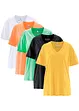 Vid longshirt med V-ringning (5-pack), kortärmad, bonprix