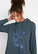 Sportig, feminin sweatshirt med metalliskt texttryck, sprund i sidorna för större rörelsefrihet samt huva, bonprix