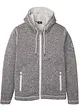 Stickad fleecejacka med teddyfoder, bonprix