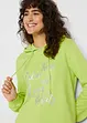 Sportig, feminin sweatshirt med metalliskt texttryck, sprund i sidorna för större rörelsefrihet samt huva, bonprix