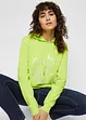 Sportig, feminin sweatshirt med metalliskt texttryck, sprund i sidorna för större rörelsefrihet samt huva, bonprix