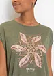 Lång t-shirt med tryck i mjuk viskosmix, bonprix