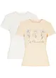 T-shirt i basmodell med tryck (2-pack), bonprix