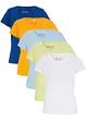 T-shirt med rund halsringning (5-pack), kortärmad, bonprix