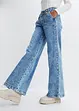 Wide Leg Jeans, Mid Waist med prydnadsknappar, bonprix