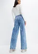 Wide Leg Jeans, Mid Waist med prydnadsknappar, bonprix