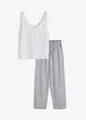 Pyjamas med kort linne och vävd chambraybyxa, bpc bonprix collection