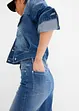 Denimkjol med slits, bonprix