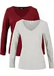Figurnära långärmad topp (2-pack), bonprix
