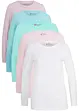 Långärmad, lång topp med rund halsringning (5-pack), bonprix