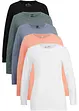 Långärmad, lång topp med rund halsringning (5-pack), bonprix