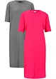 T-shirtklänning i oversizemodell med bomull (2-pack), bonprix