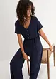 Kortärmad V-ringad jerseyjumpsuit, bonprix