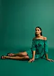 Off shoulder-klänning i ren bomull, bonprix
