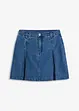 Veckad minikjol i denim, bonprix