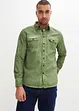 Långärmad bomullsskjorta med tvättad look, bonprix