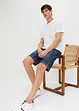 Dra på-bermudas i tunn denim, Slim Fit, bonprix