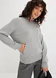 Stickad hoodie med känguruficka i viskosmix, bonprix