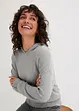 Stickad hoodie med känguruficka i viskosmix, bonprix