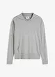 Stickad hoodie med känguruficka i viskosmix, bonprix