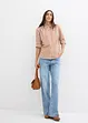 Rutig oversized blus med puffärmar, bonprix