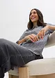 Rutig oversized blus med puffärmar, bonprix