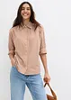 Rutig oversized blus med puffärmar, bonprix