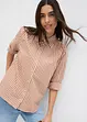 Rutig oversized blus med puffärmar, bonprix