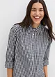 Rutig oversized blus med puffärmar, bonprix