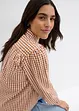 Rutig oversized blus med puffärmar, bonprix