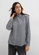 Rutig oversized blus med puffärmar, bonprix