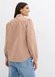 Rutig oversized blus med puffärmar, bonprix