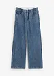 Wide Leg Jeans Mid Waist, med strass, bonprix