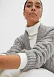 Cardigan med sjalkrage och flätstickning, bonprix