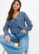 Mönstrad blus med volang, bonprix