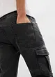 Regular Fit Cargo Jeans i dra på-modell, Tapered, bonprix