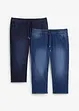 Regular Fit 3/4-jeans i dra på-modell av tunn denim, Straight (2-pack), bonprix