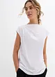Topp i mjuk materialmix med lätt draperad ringning, bonprix