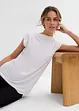 Topp i mjuk materialmix med lätt draperad ringning, bonprix