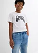 Långa dra på-jeansbermudas för barn, Slim Fit, bonprix