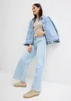 Wide Leg Jeans Mid Waist, med fransad midja, bonprix