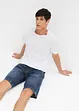 Dra på-bermudas i tunn denim, Slim Fit, bonprix