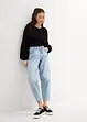 Barrel Jeans Mid Waist med bekväm midja, cropped, bonprix