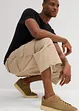 Stretchig cargobyxa med vida ben i 3/4-längd, Loose Fit, bonprix