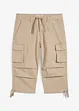 Stretchig cargobyxa med vida ben i 3/4-längd, Loose Fit, bonprix
